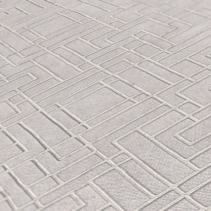Livingwalls David Vienna Geometrische Vliestapete Hellgrau Silber Weiß 10,05 m x 0,53 m