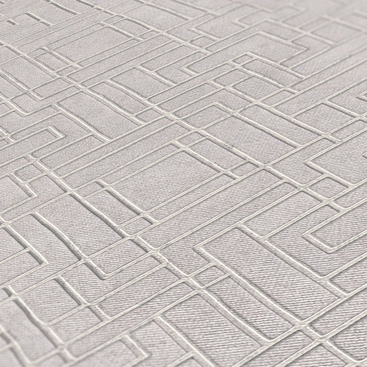 Livingwalls David Vienna Geometrische Vliestapete Hellgrau Silber Weiß 10,05 m x 0,53 m