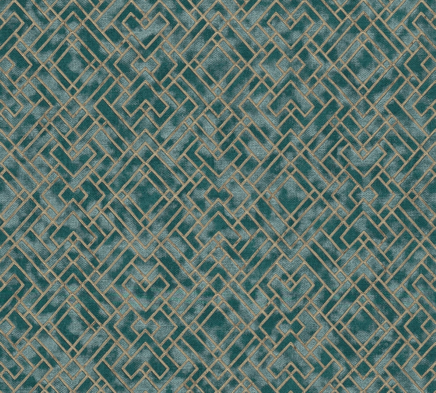 Livingwalls David Vienna Geometrische Vliestapete Petrol Gold 10,05 m x 0,53 m