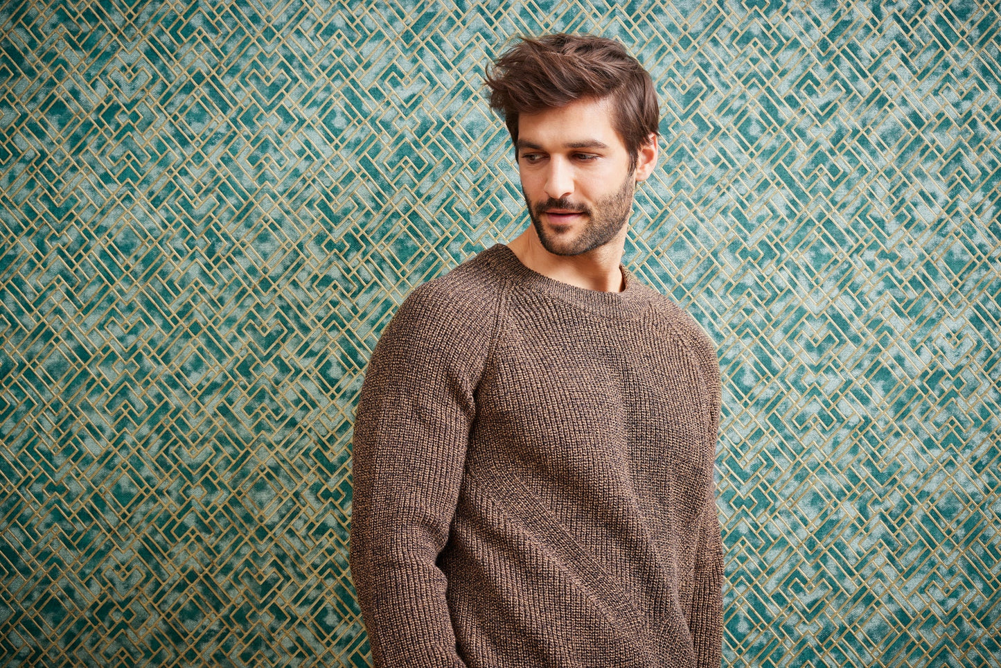 Livingwalls David Vienna Geometrische Vliestapete Petrol Gold 10,05 m x 0,53 m