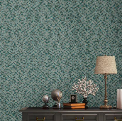 Livingwalls David Vienna Geometrische Vliestapete Petrol Gold 10,05 m x 0,53 m