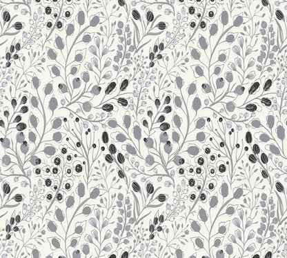 Attractive 2 Florale Vliestapete Grau Weiß Schwarz 10,05 m x 0,53 m