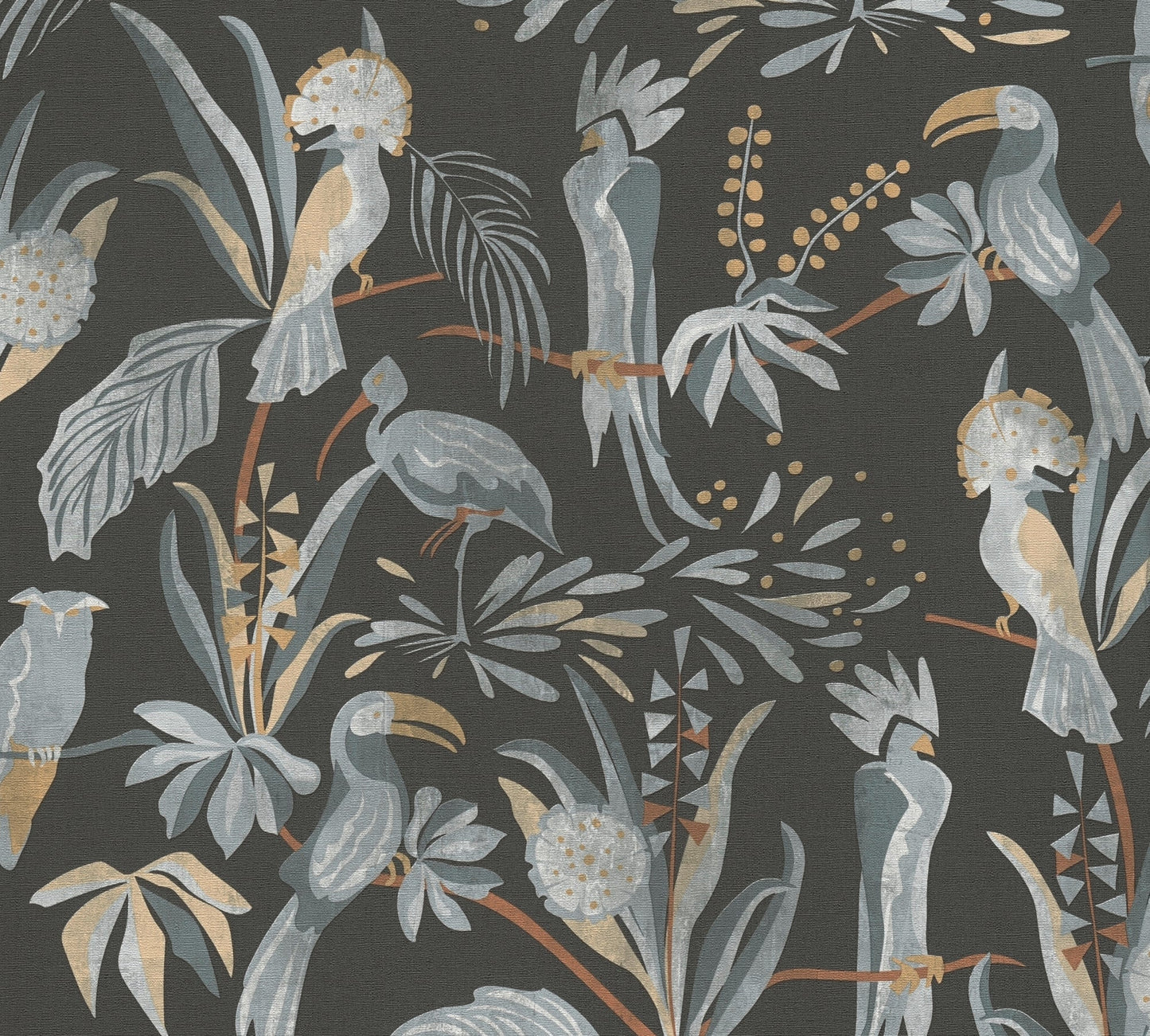 Livingwalls House of Turnowsky Dschungel Vliestapete Schwarz Grau Beige Orange 10,05 m x 0,53 m
