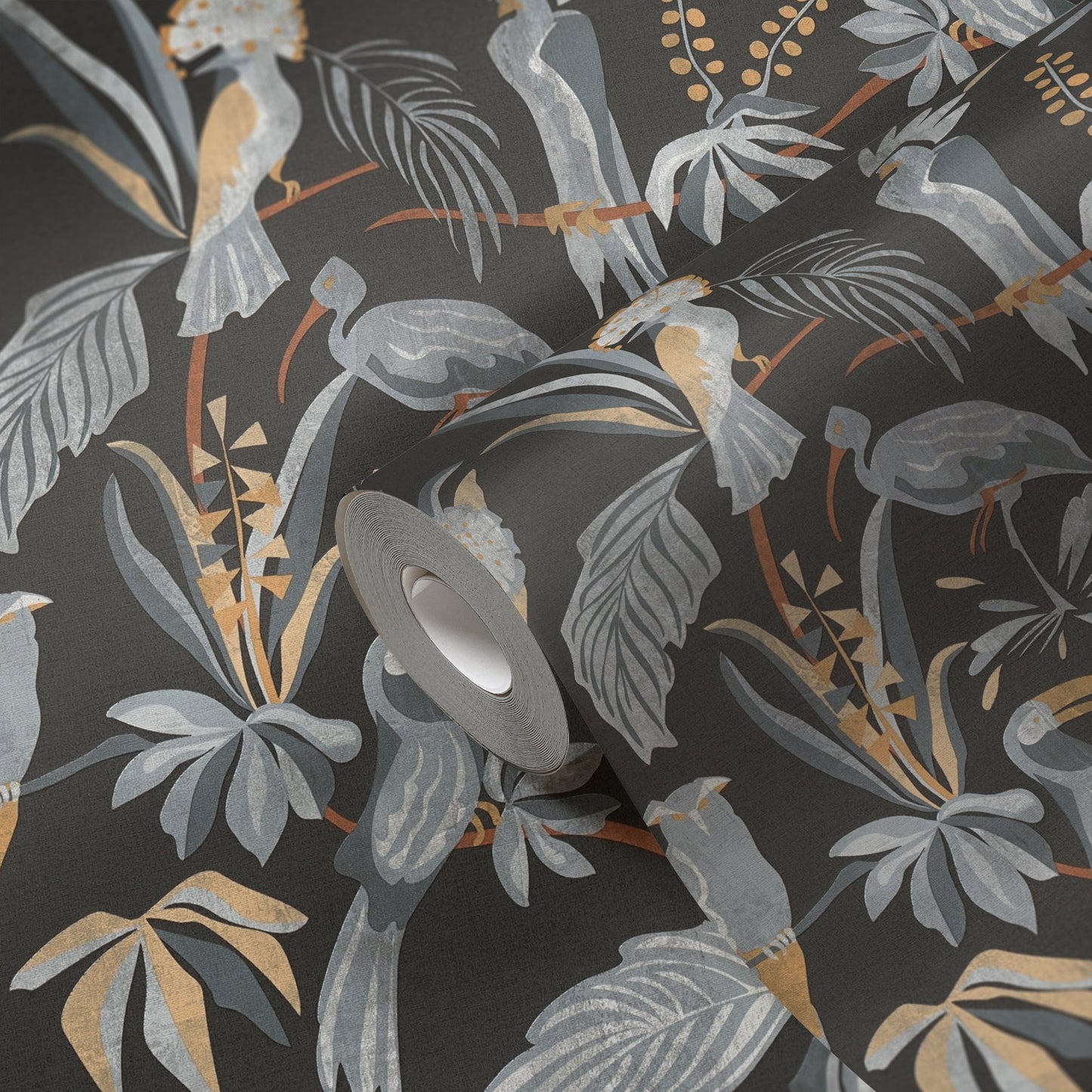 Livingwalls House of Turnowsky Dschungel Vliestapete Schwarz Grau Beige Orange 10,05 m x 0,53 m