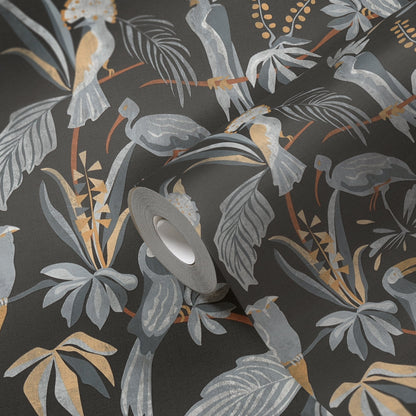 Livingwalls House of Turnowsky Dschungel Vliestapete Schwarz Grau Beige Orange 10,05 m x 0,53 m