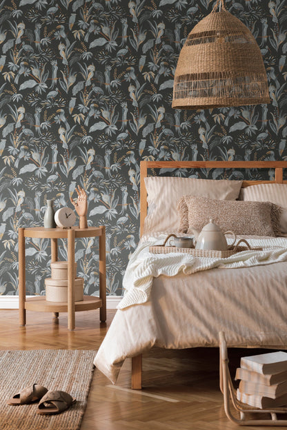 Livingwalls House of Turnowsky Dschungel Vliestapete Schwarz Grau Beige Orange 10,05 m x 0,53 m