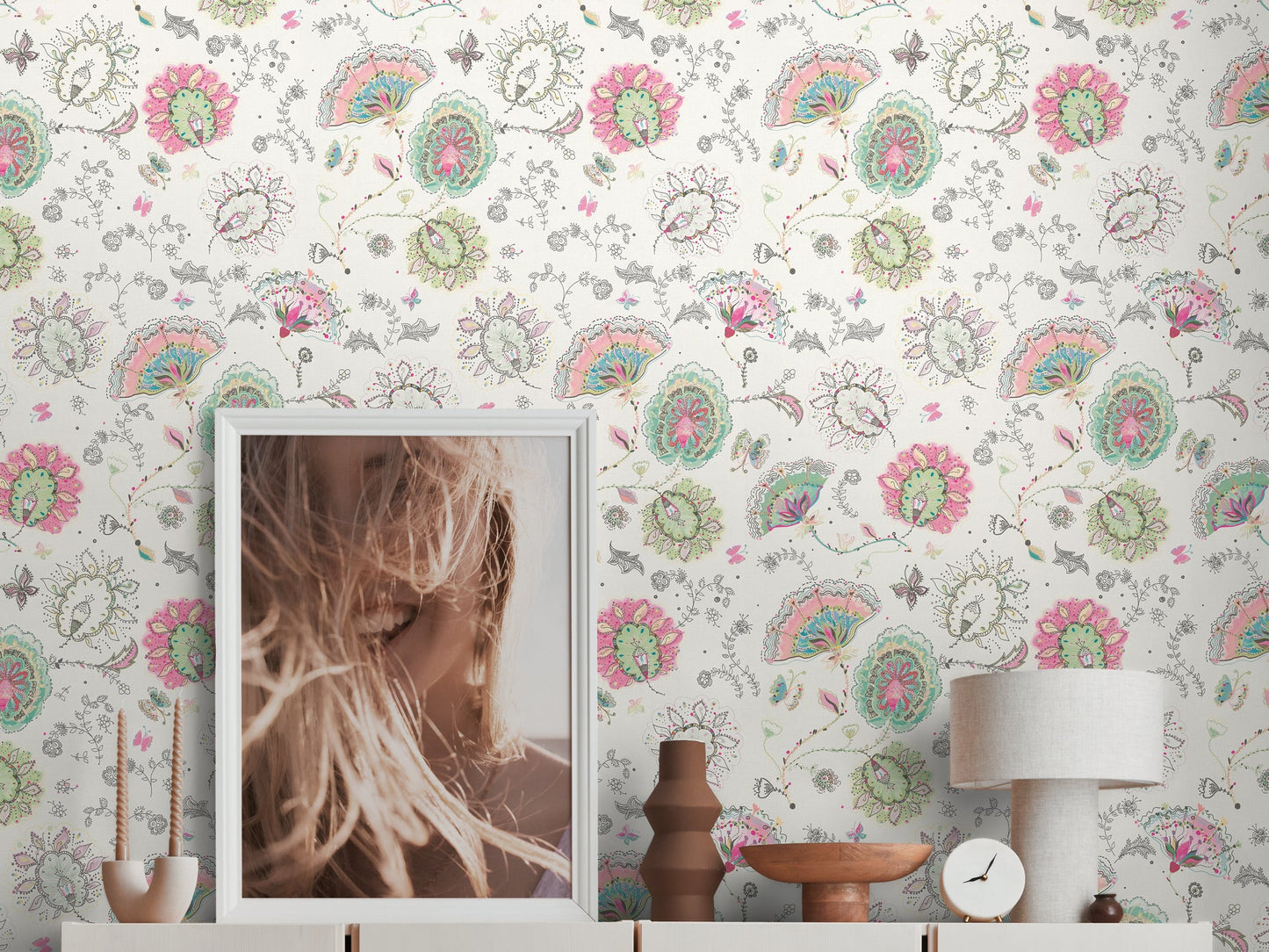 Livingwalls House of Turnowsky Florale Vliestapete Weiß Bunt Pink Grün 10,05 m x 0,53 m