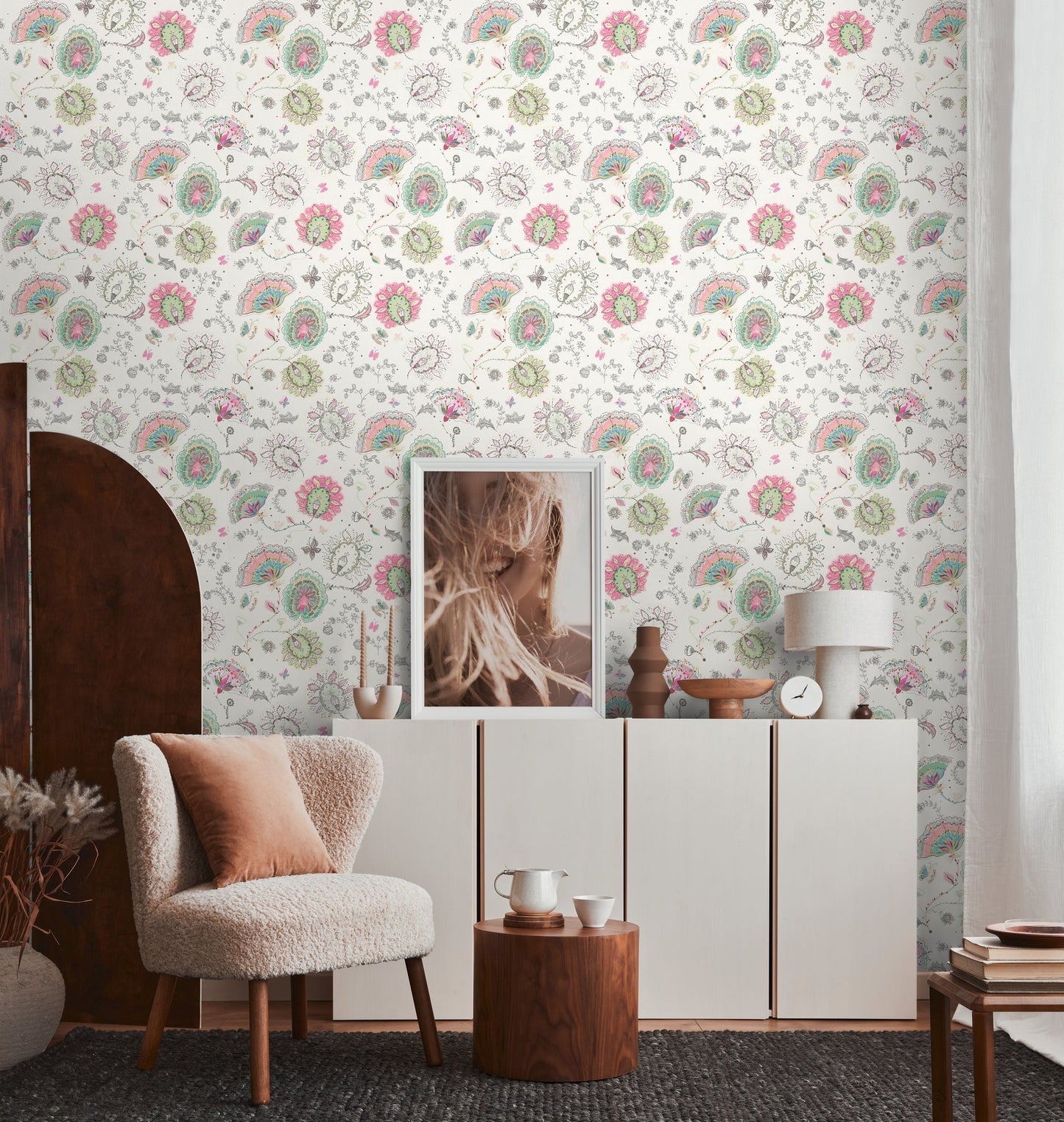 Livingwalls House of Turnowsky Florale Vliestapete Weiß Bunt Pink Grün 10,05 m x 0,53 m