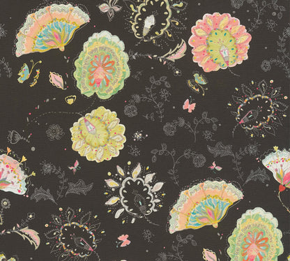 Livingwalls House of Turnowsky Florale Vliestapete Schwarz Bunt Orange Rosa 10,05 m x 0,53 m