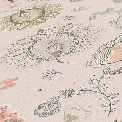 Livingwalls House of Turnowsky Florale Vliestapete Beige Rosa Grau Rot 10,05 m x 0,53 m