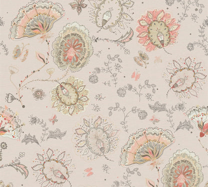 Livingwalls House of Turnowsky Florale Vliestapete Beige Rosa Grau Rot 10,05 m x 0,53 m