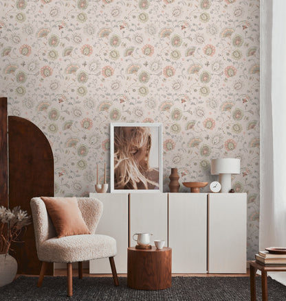 Livingwalls House of Turnowsky Florale Vliestapete Beige Rosa Grau Rot 10,05 m x 0,53 m