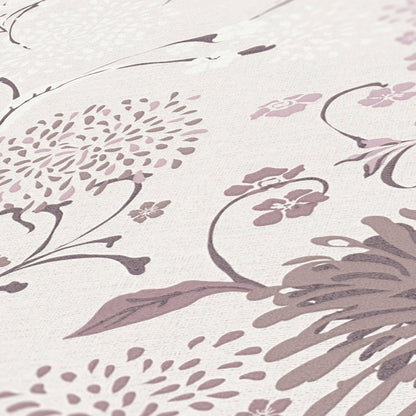 Livingwalls House of Turnowsky Florale Vliestapete Weiß Lila Rosa Creme 10,05 m x 0,53 m