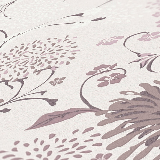 Livingwalls House of Turnowsky Florale Vliestapete Weiß Lila Rosa Creme 10,05 m x 0,53 m