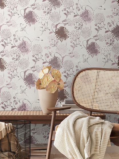 Livingwalls House of Turnowsky Florale Vliestapete Weiß Lila Rosa Creme 10,05 m x 0,53 m