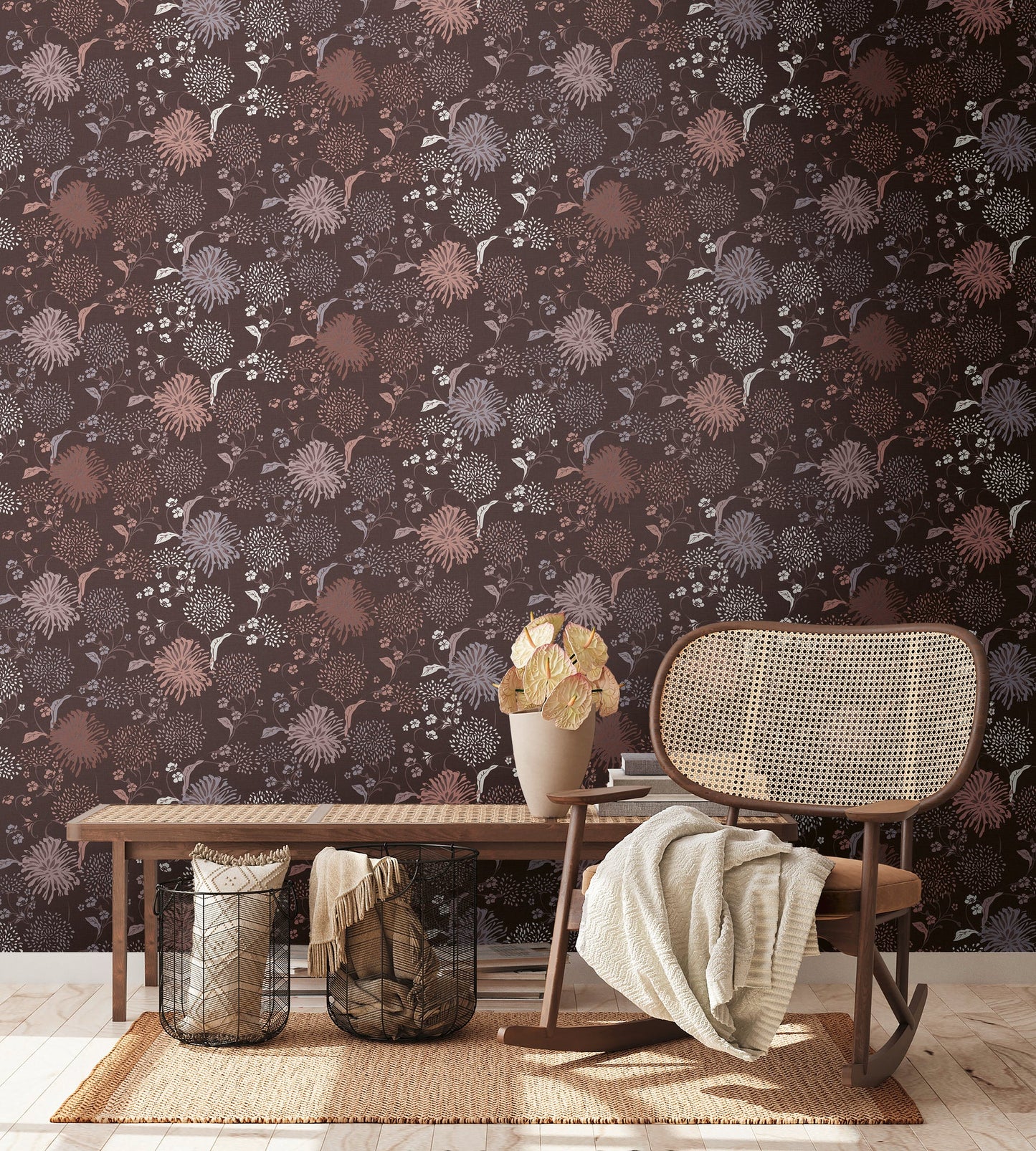 Livingwalls House of Turnowsky Florale Vliestapete Rot Lila Weiß Rosa 10,05 m x 0,53 m