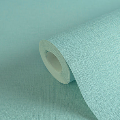 Mustertapete Leinen Aquamarin Hell - 10,05 m x 0,53 m