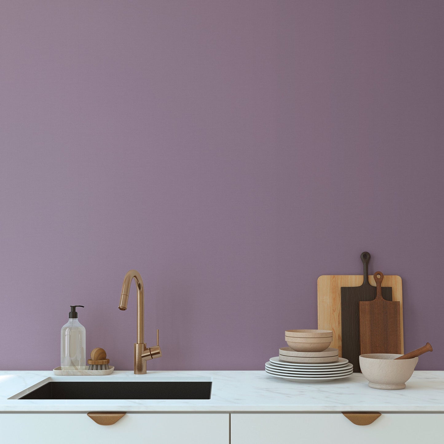 Mustertapete Leinen Lavendel-Grau Edel - 10,05 m x 0,53 m