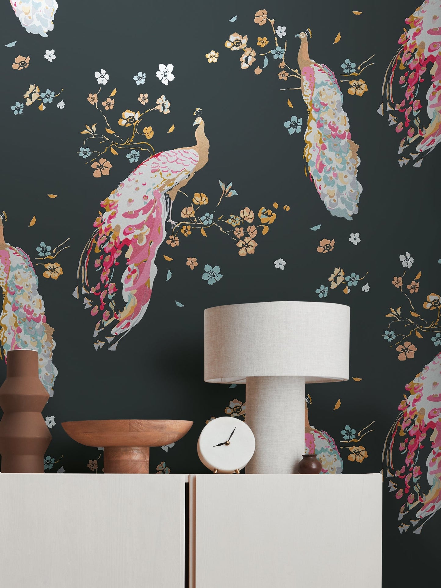 Livingwalls House of Turnowsky Florale Vliestapete Schwarz Gelb Orange Blau 10,05 m x 0,53 m