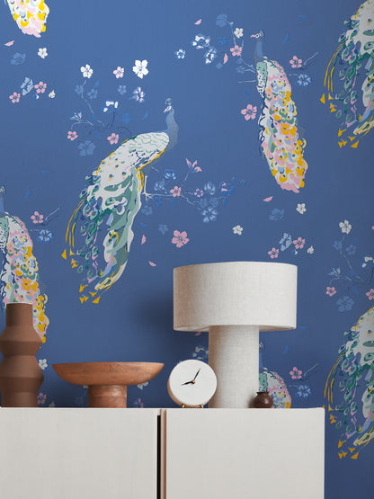 Livingwalls House of Turnowsky Florale Vliestapete Blau Rosa Orange Weiß 10,05 m x 0,53 m