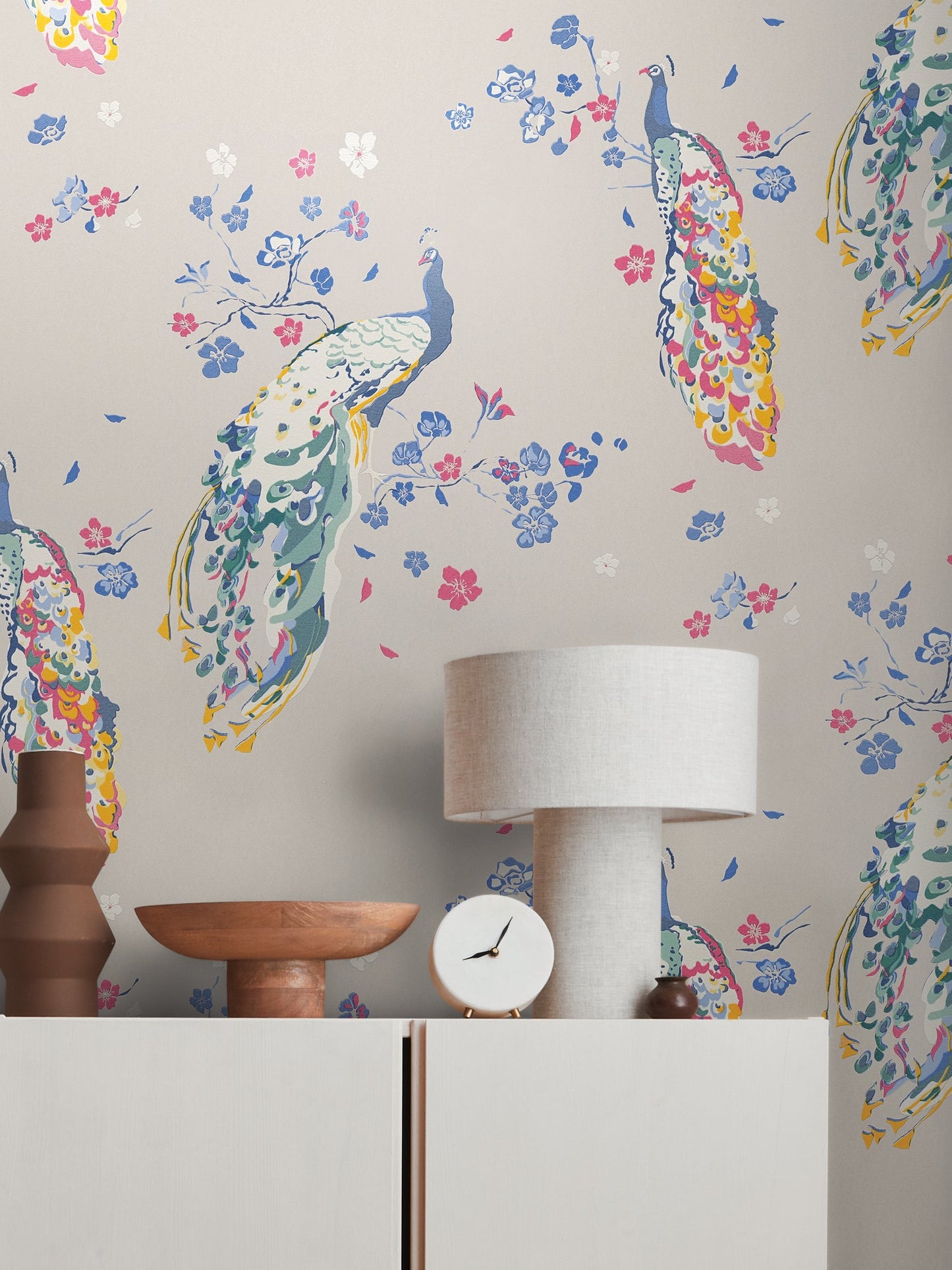 Livingwalls House of Turnowsky Florale Vliestapete Grau Blau Rot Weiß 10,05 m x 0,53 m