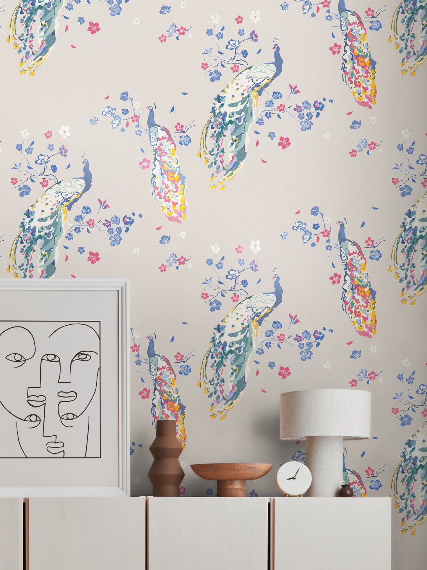 Livingwalls House of Turnowsky Florale Vliestapete Grau Blau Rot Weiß 10,05 m x 0,53 m
