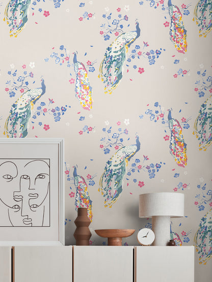 Livingwalls House of Turnowsky Florale Vliestapete Grau Blau Rot Weiß 10,05 m x 0,53 m