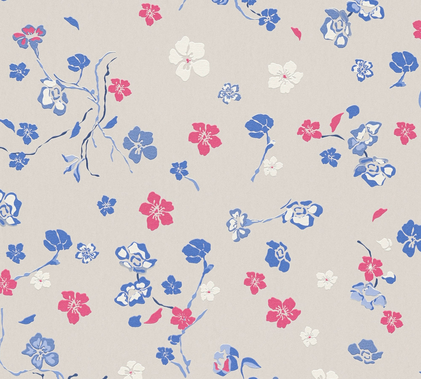 Livingwalls House of Turnowsky Florale Vliestapete Beige Blau Rot Weiß 10,05 m x 0,53 m