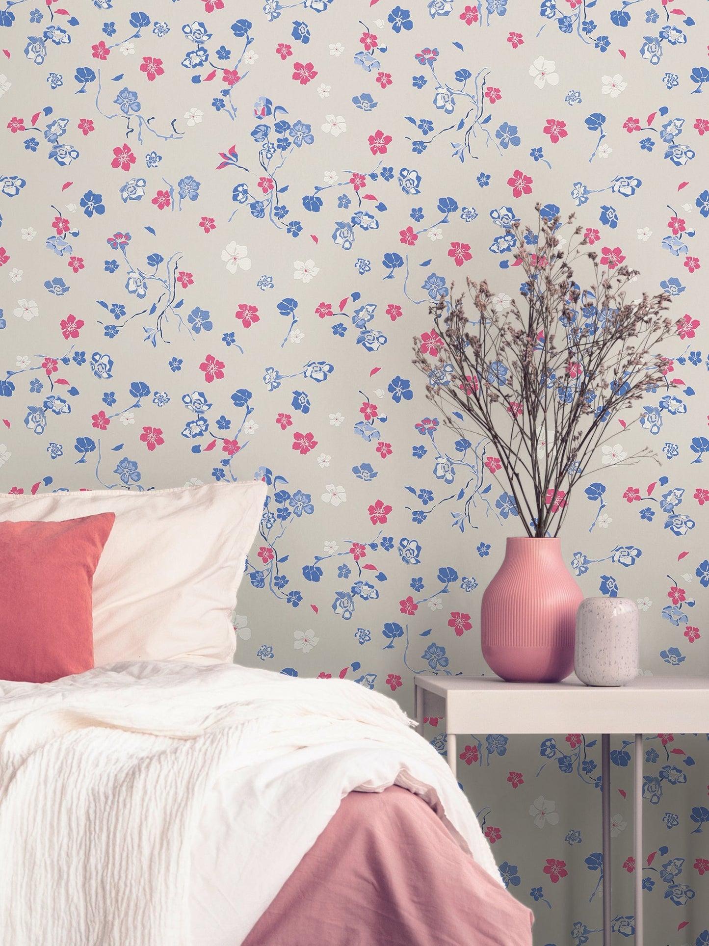 Livingwalls House of Turnowsky Florale Vliestapete Beige Blau Rot Weiß 10,05 m x 0,53 m