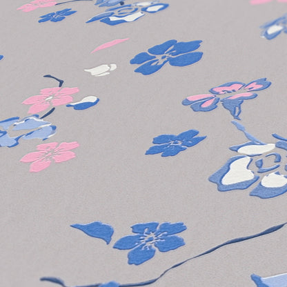 Livingwalls House of Turnowsky Florale Vliestapete Grau Blau Rosa Weiß 10,05 m x 0,53 m
