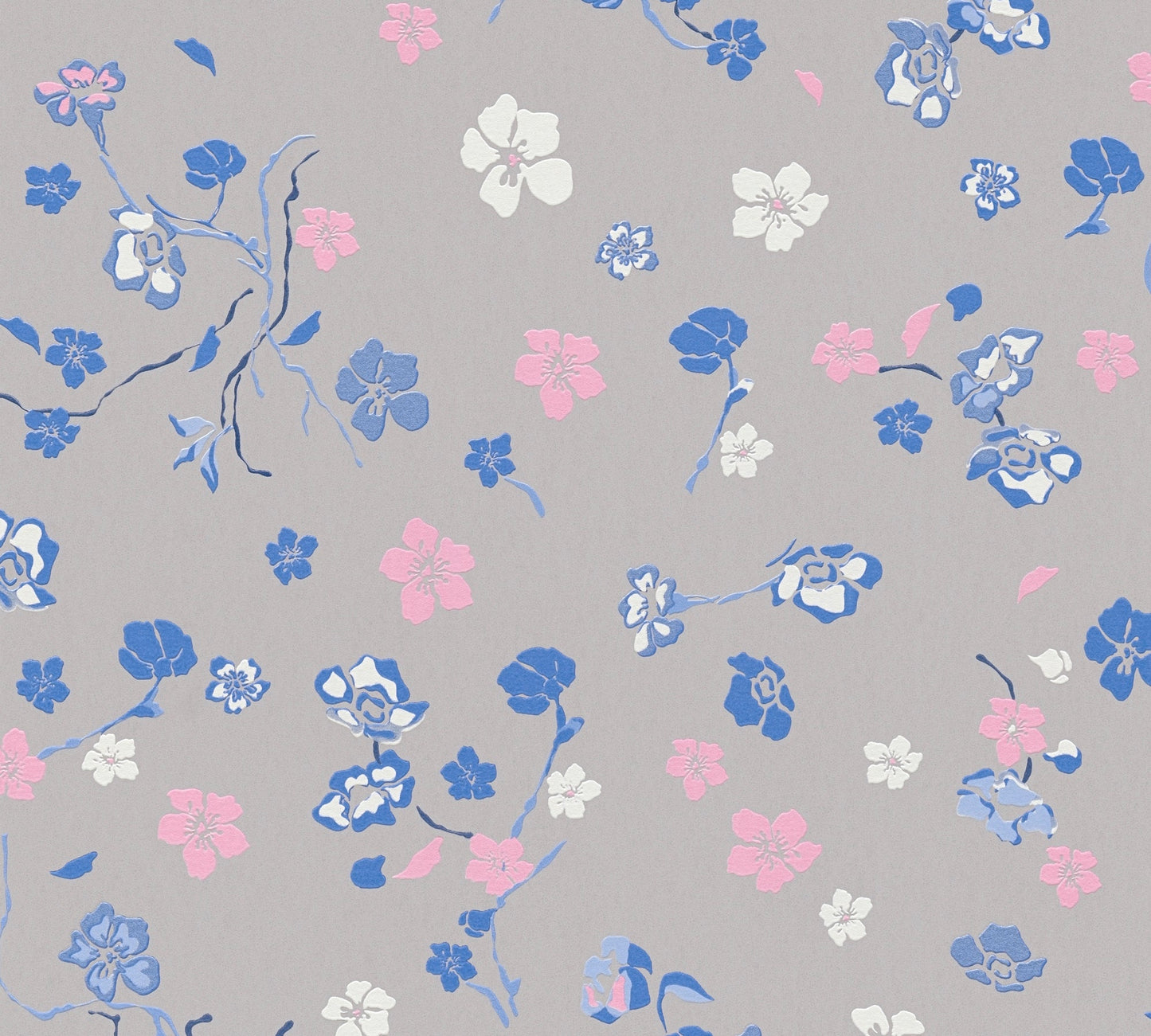 Livingwalls House of Turnowsky Florale Vliestapete Grau Blau Rosa Weiß 10,05 m x 0,53 m