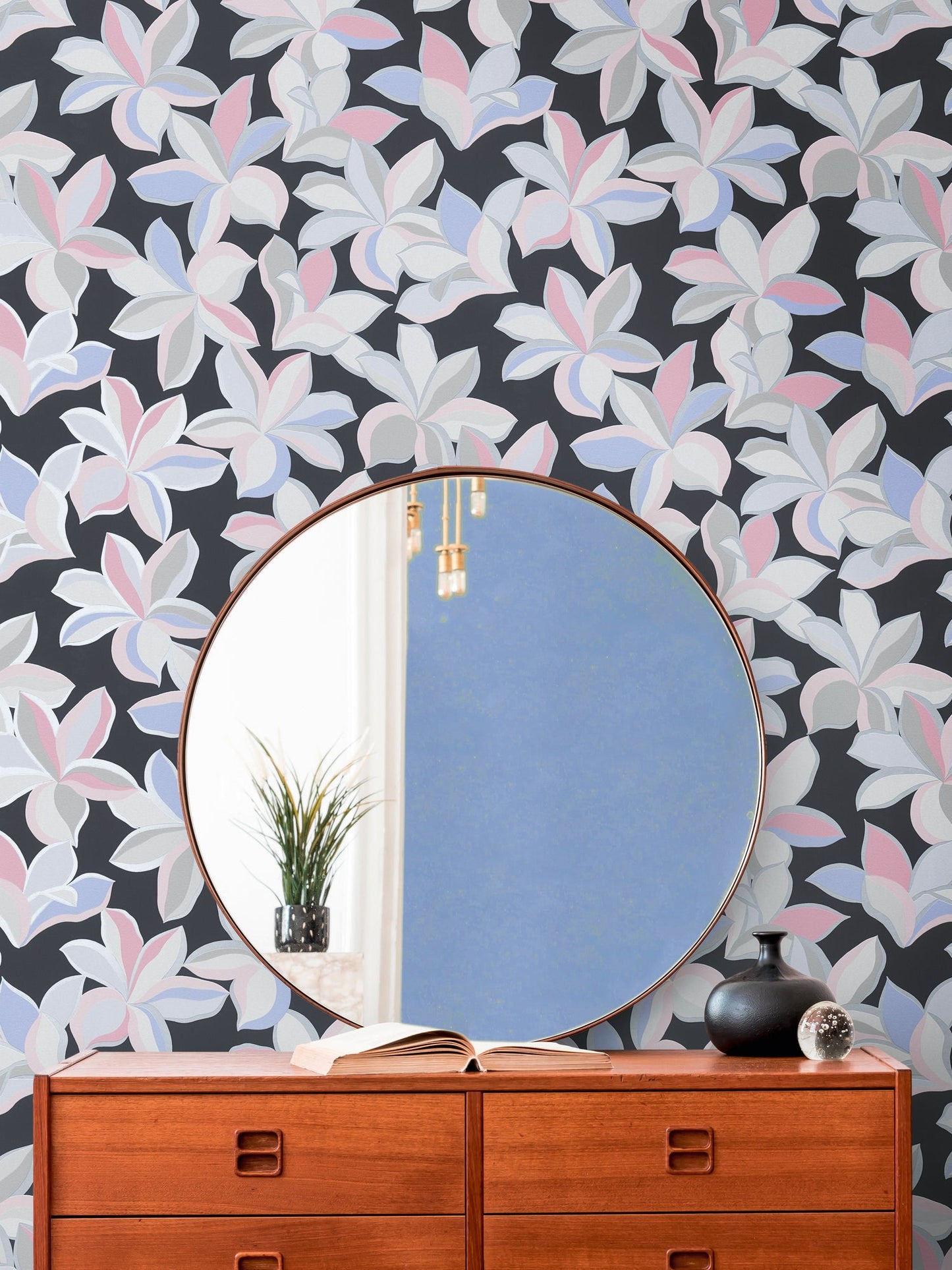 Livingwalls House of Turnowsky Florale Vliestapete Schwarz Silber Rosa Blau 10,05 m x 0,53 m