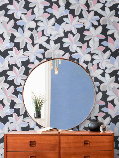 Livingwalls House of Turnowsky Florale Vliestapete Schwarz Silber Rosa Blau 10,05 m x 0,53 m