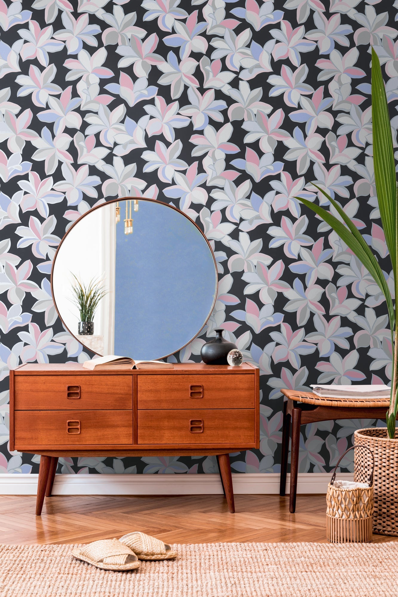 Livingwalls House of Turnowsky Florale Vliestapete Schwarz Silber Rosa Blau 10,05 m x 0,53 m