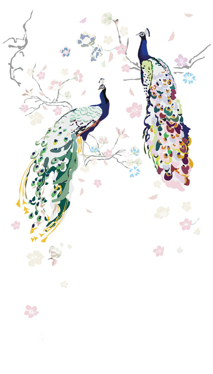 Fototapete Pfau Pastell - 1,59 m x 2,80 m