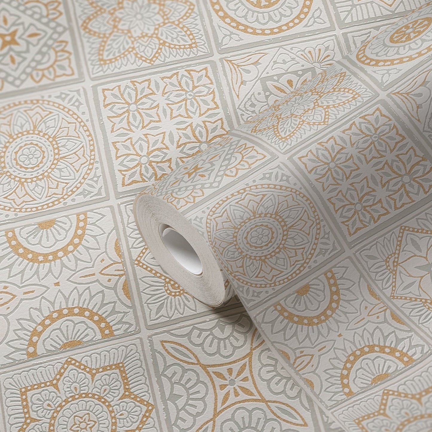 Terra Landhaus Vliestapete Gold Grau Weiß Metallic 10,05 m x 0,53 m