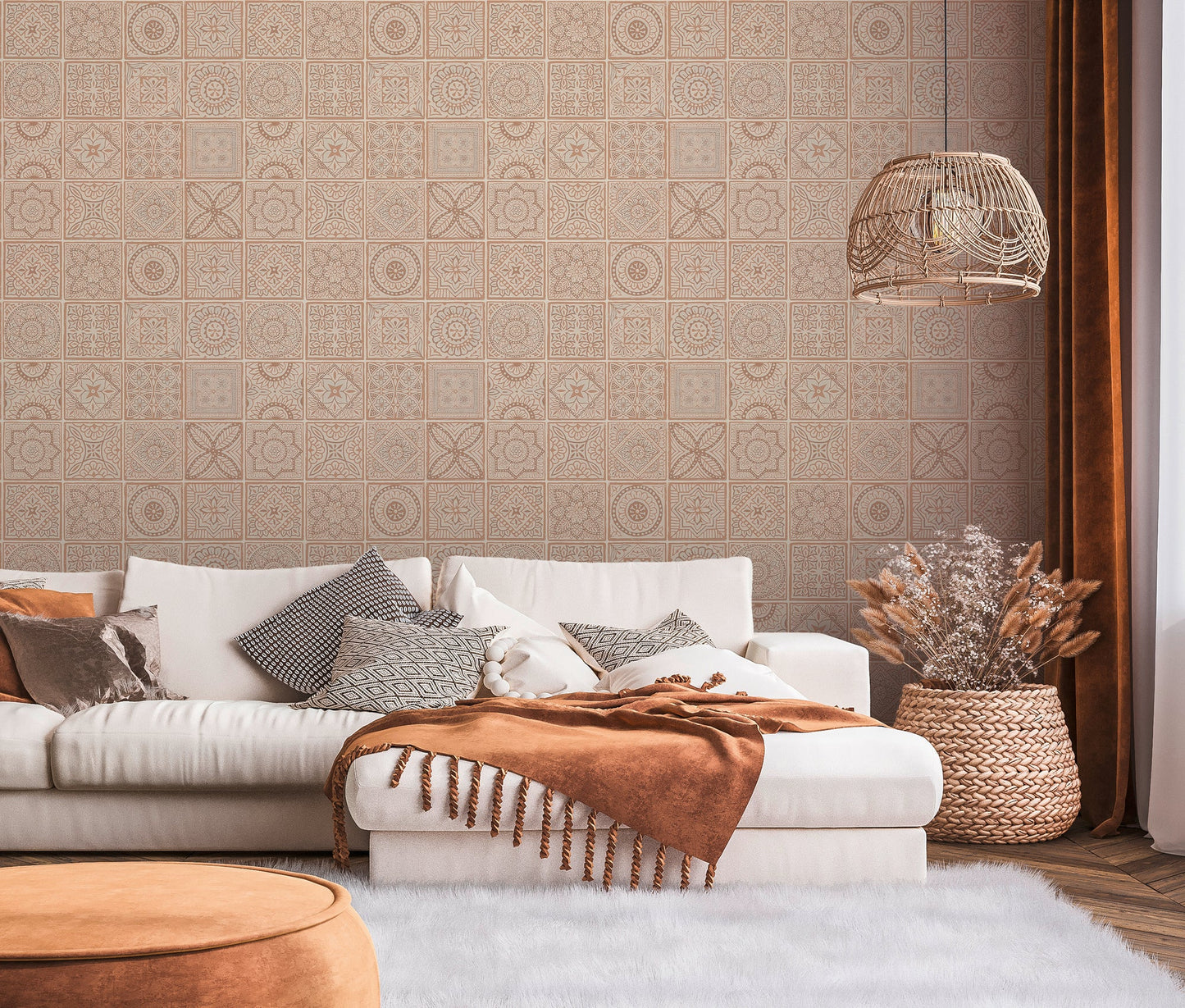Terra Landhaus Vliestapete Rosa Creme Metallic 10,05 m x 0,53 m