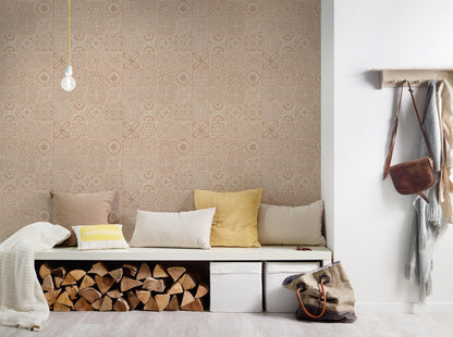 Terra Landhaus Vliestapete Rosa Creme Metallic 10,05 m x 0,53 m