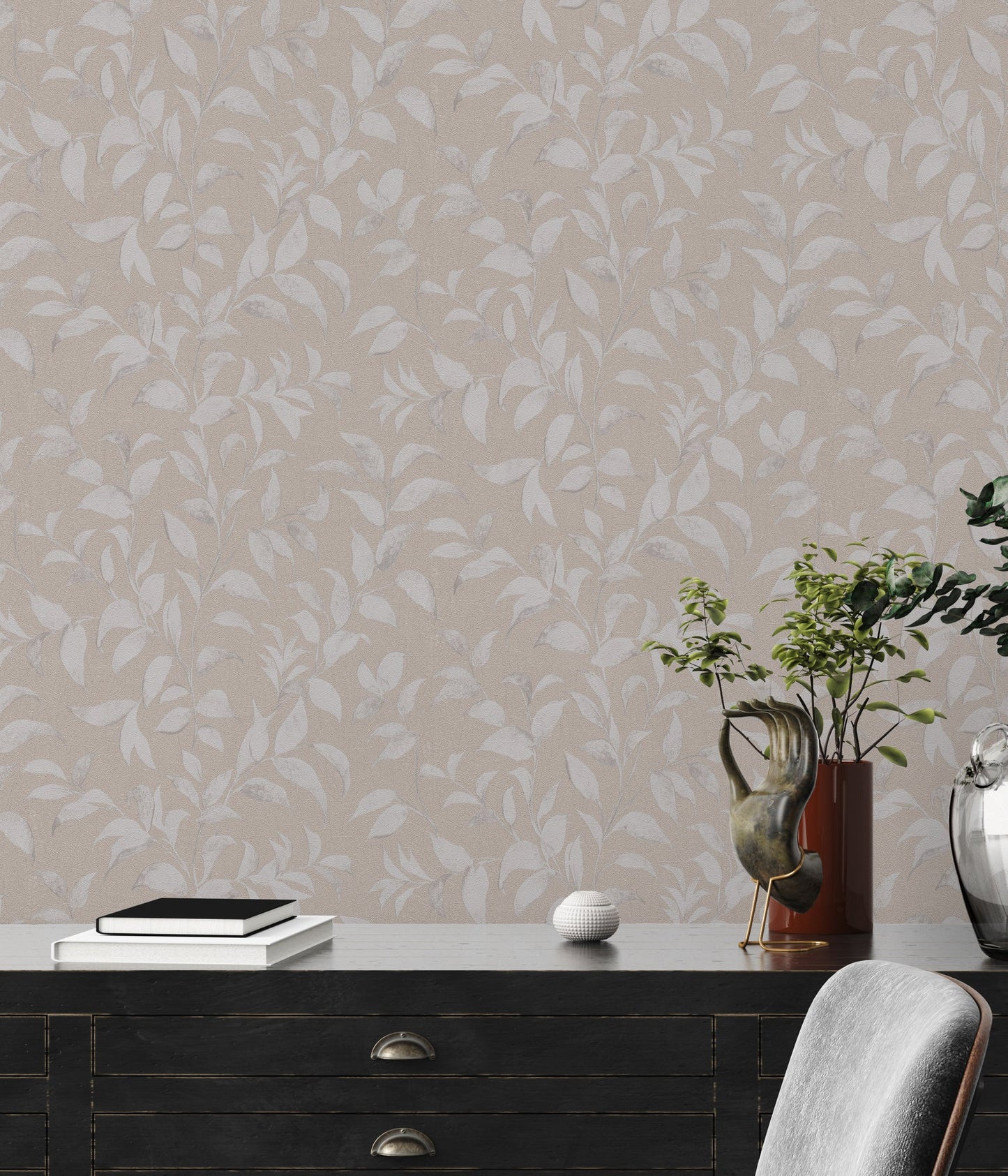 Livingwalls Premium Wall 2 Blätter Vliestapete Grau Silber 10,05 m x 0,53 m