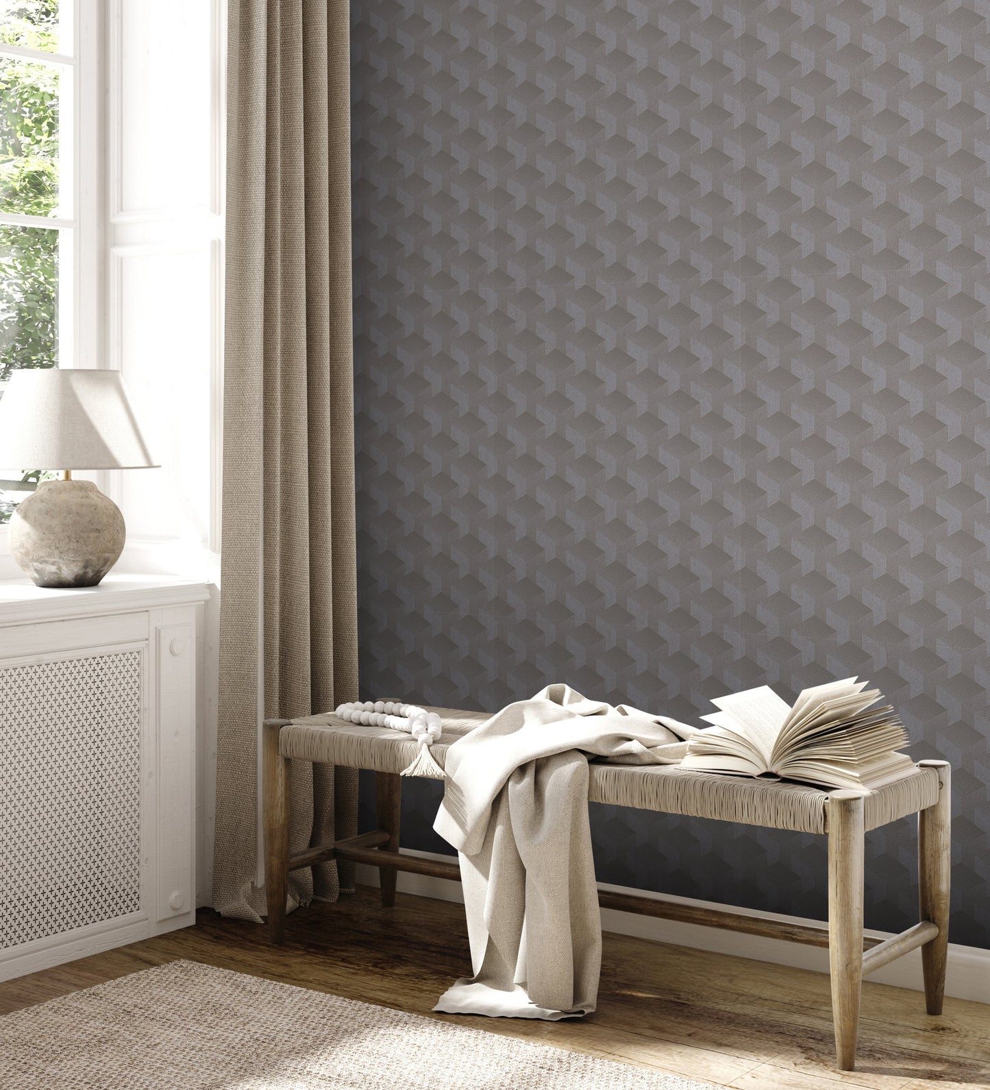 Livingwalls Premium Wall 2 Geometrische Vliestapete Grau 10,05 m x 0,53 m
