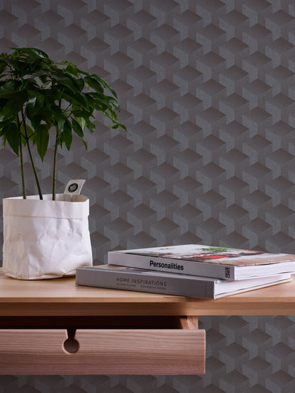 Livingwalls Premium Wall 2 Geometrische Vliestapete Dunkelgrau 10,05 m x 0,53 m