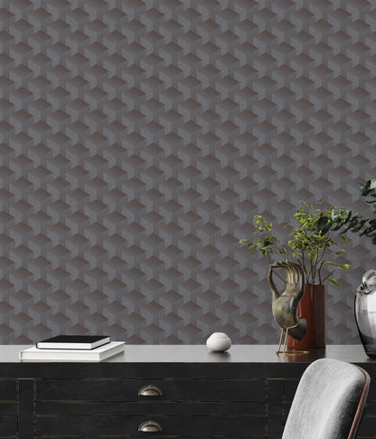 Livingwalls Premium Wall 2 Geometrische Vliestapete Dunkelgrau 10,05 m x 0,53 m
