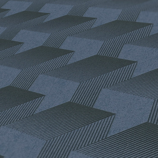 Livingwalls Premium Wall 2 Geometrische Vliestapete Blau Schwarz 10,05 m x 0,53 m