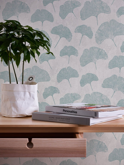Livingwalls Premium Wall 2 Blätter Vliestapete Mint Grau 10,05 m x 0,53 m