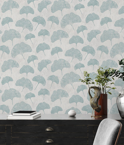 Livingwalls Premium Wall 2 Blätter Vliestapete Mint Grau 10,05 m x 0,53 m