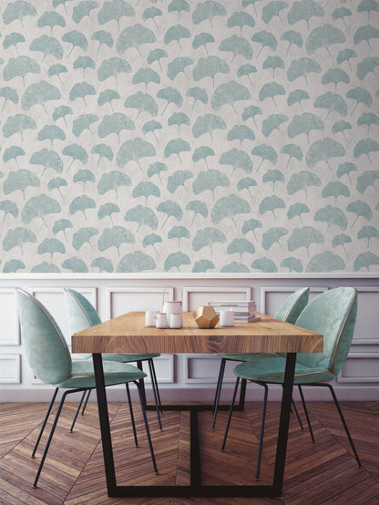 Livingwalls Premium Wall 2 Blätter Vliestapete Mint Grau 10,05 m x 0,53 m