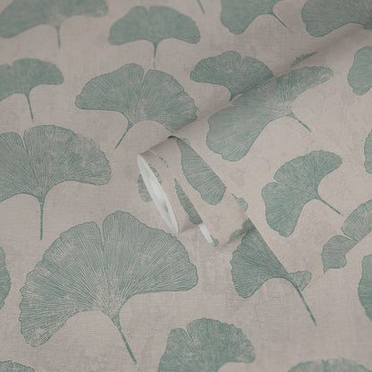 Livingwalls Premium Wall 2 Blätter Vliestapete Grau Weiß Mint 10,05 m x 0,53 m