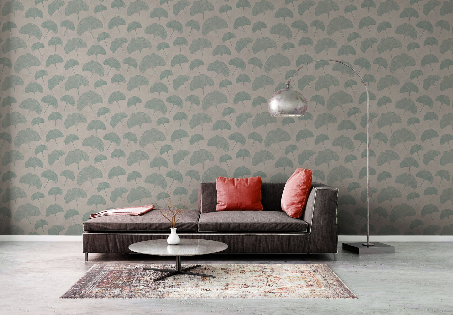 Livingwalls Premium Wall 2 Blätter Vliestapete Grau Weiß Mint 10,05 m x 0,53 m