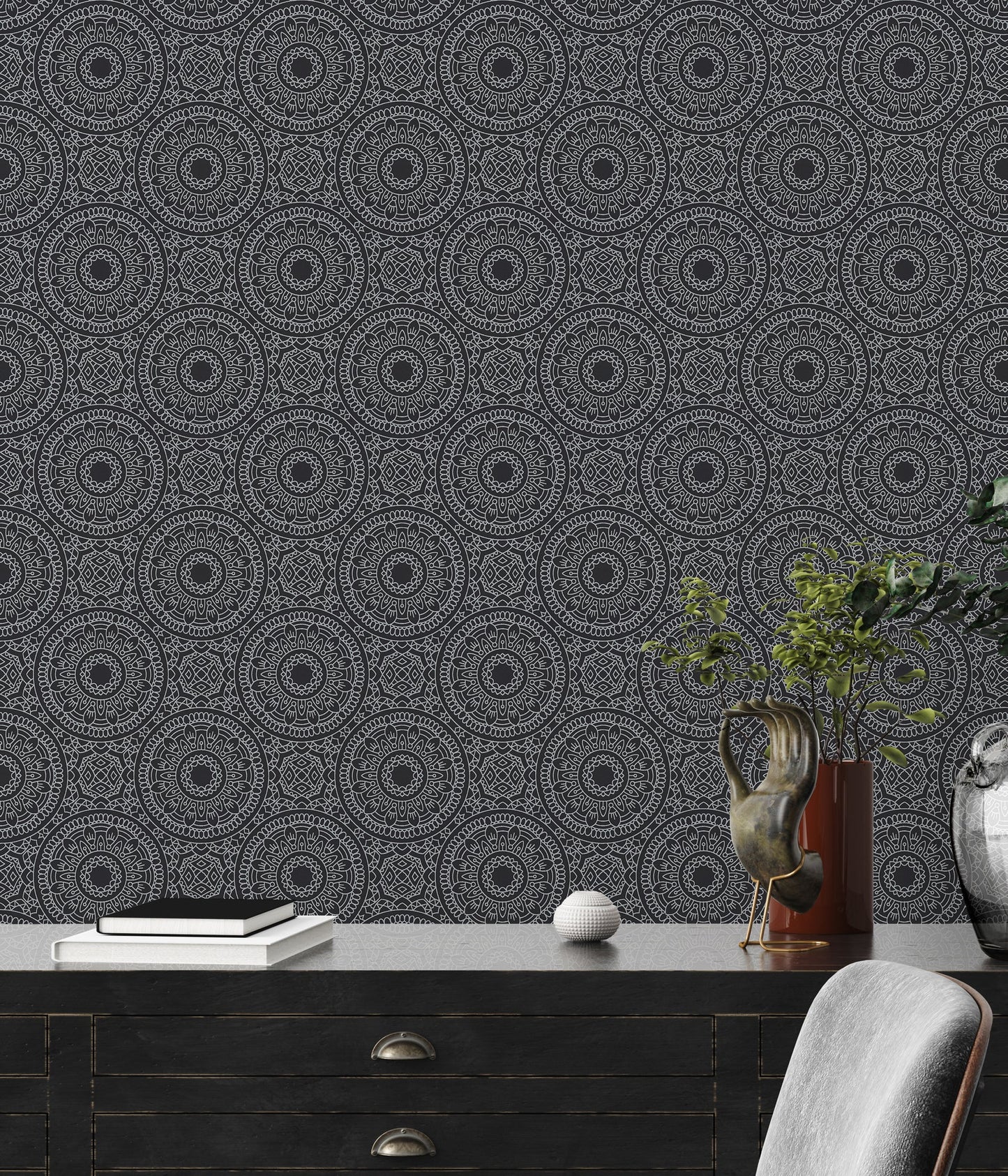 Livingwalls Premium Wall 2 Geometrische Vliestapete Schwarz Silber 10,05 m x 0,53 m