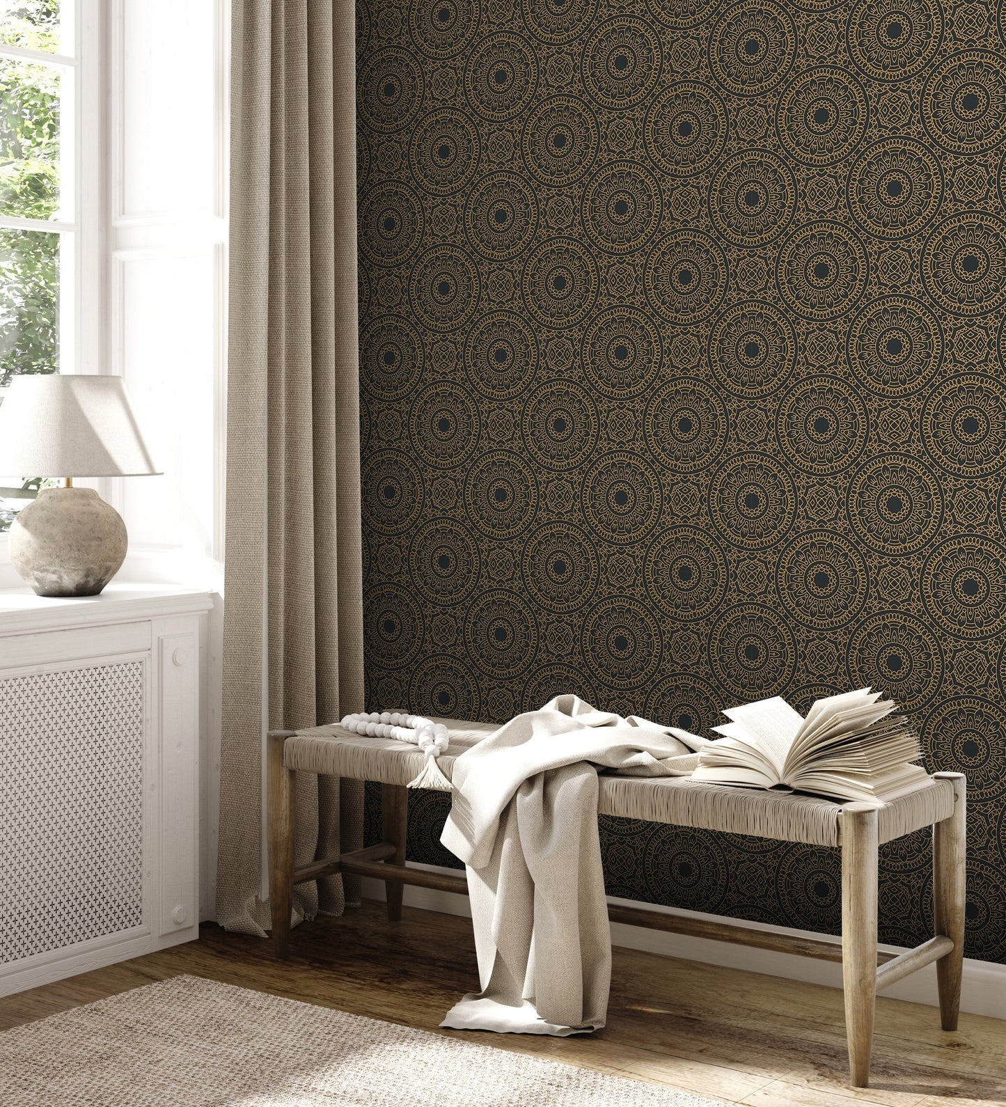 Livingwalls Premium Wall 2 Geometrische Vliestapete Schwarz Gold 10,05 m x 0,53 m